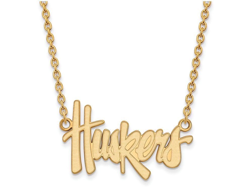 14k Yellow Gold Logoart University Of Nebraska Large Pendant Necklace