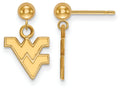 14k Yellow Gold Logoart West Virginia University Earrings Dangle Ball