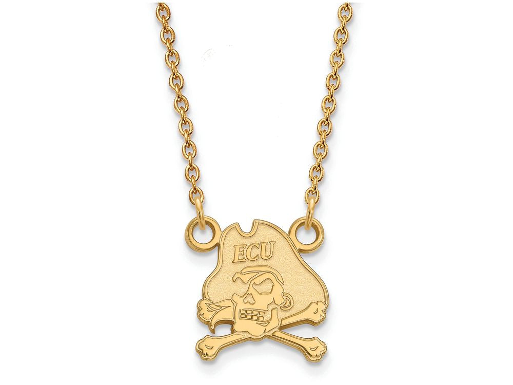 14k Yellow Gold Logoart East Carolina University Small Pendant Necklace