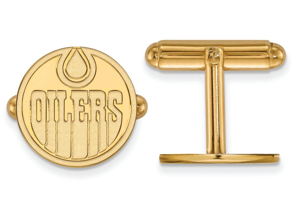 14k Yellow Gold Nhl Logoart Edmonton Oilers Cuff Links