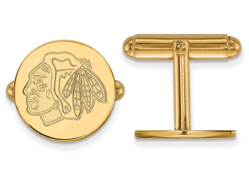 14k Yellow Gold Nhl Logoart Chicago Blackhawks Cuff Links