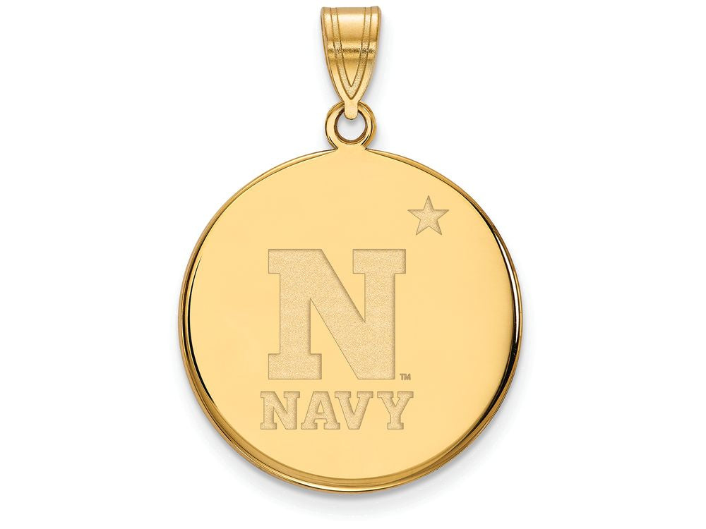 14k Yellow Gold Logoart Navy Large Disc Pendant