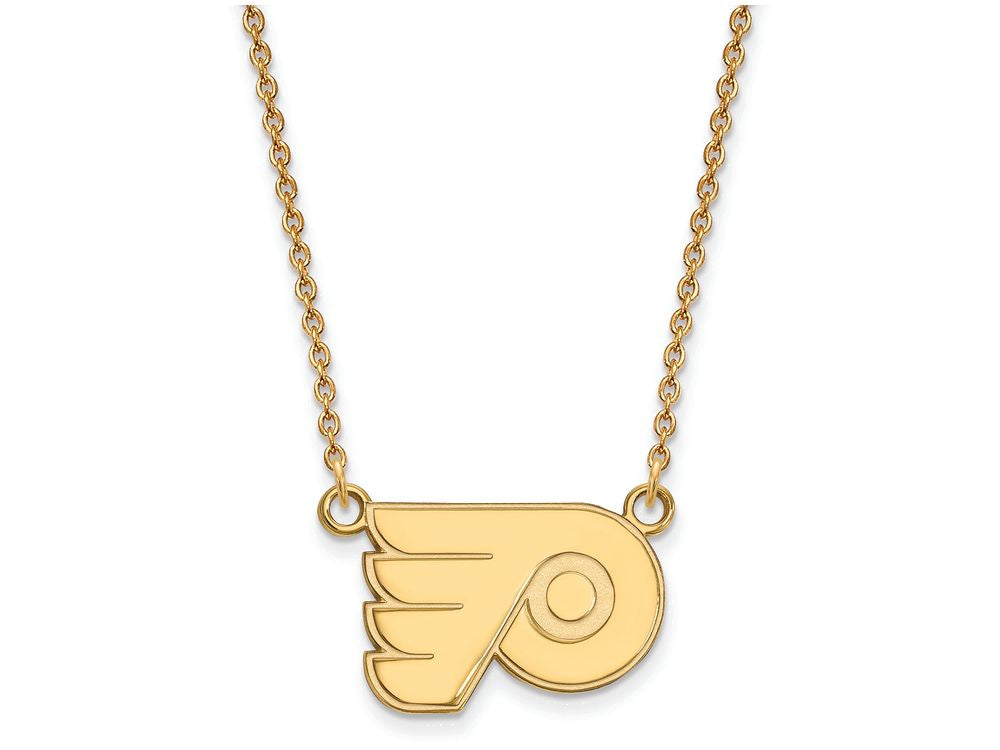 14k Yellow Gold Nhl Logoart Philadelphia Flyers Small Pendant Necklace
