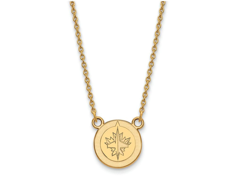 14k Yellow Gold Nhl Logoart Winnipeg Jets Small Pendant Necklace