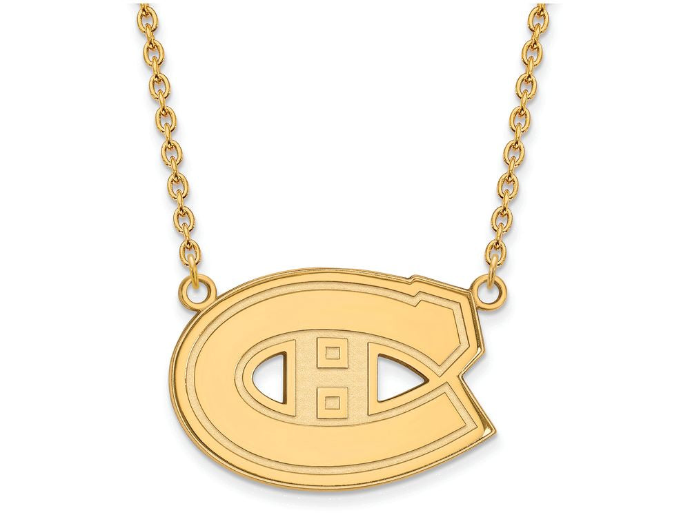 14k Yellow Gold Nhl Logoart Montreal Canadiens Large Pendant Necklace