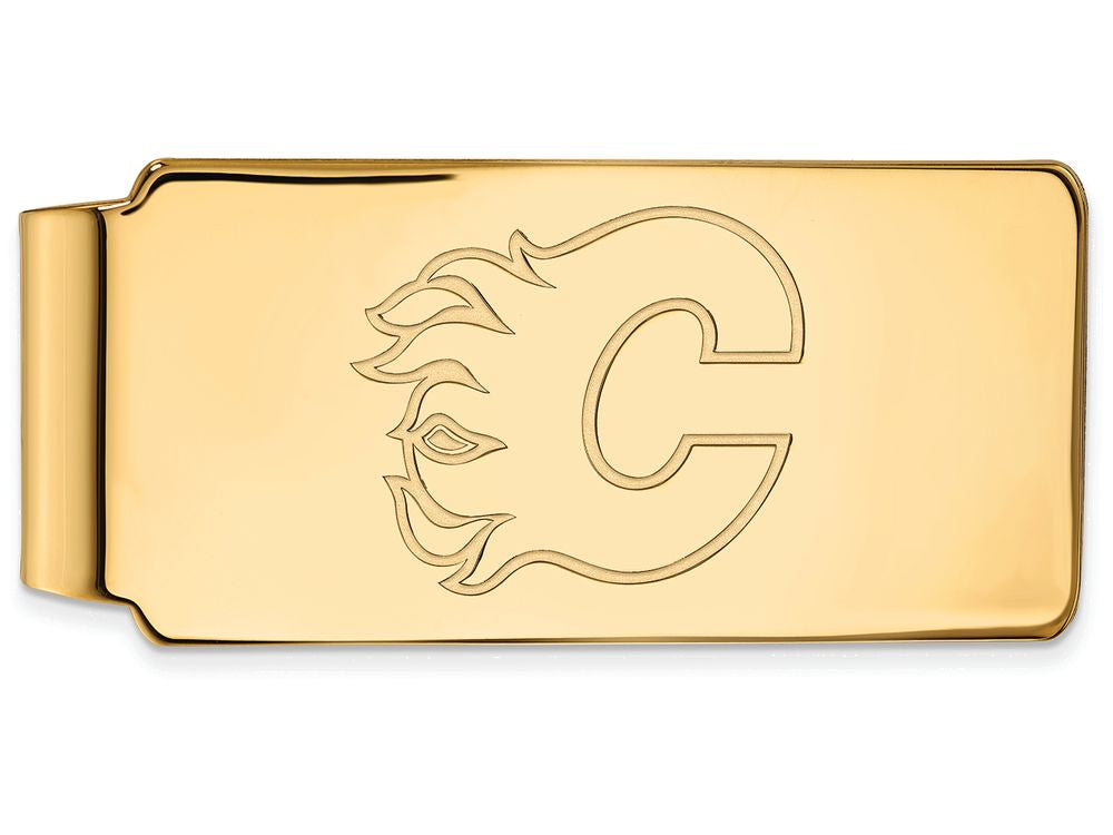 14k Yellow Gold Nhl Logoart Calgary Flames Money Clip