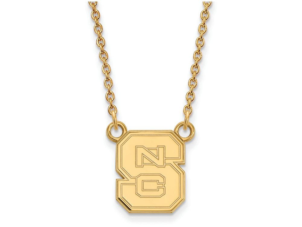 14k Yellow Gold Logoart North Carolina State University Small Pendant Necklace