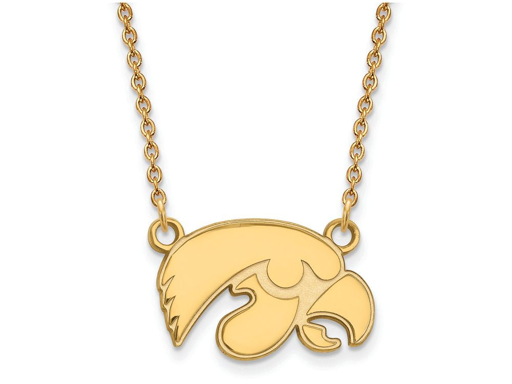 14k Yellow Gold Logoart University Of Iowa Small Pendant Necklace