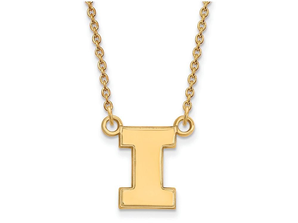 14k Yellow Gold Logoart University Of Illinois Small Pendant Necklace