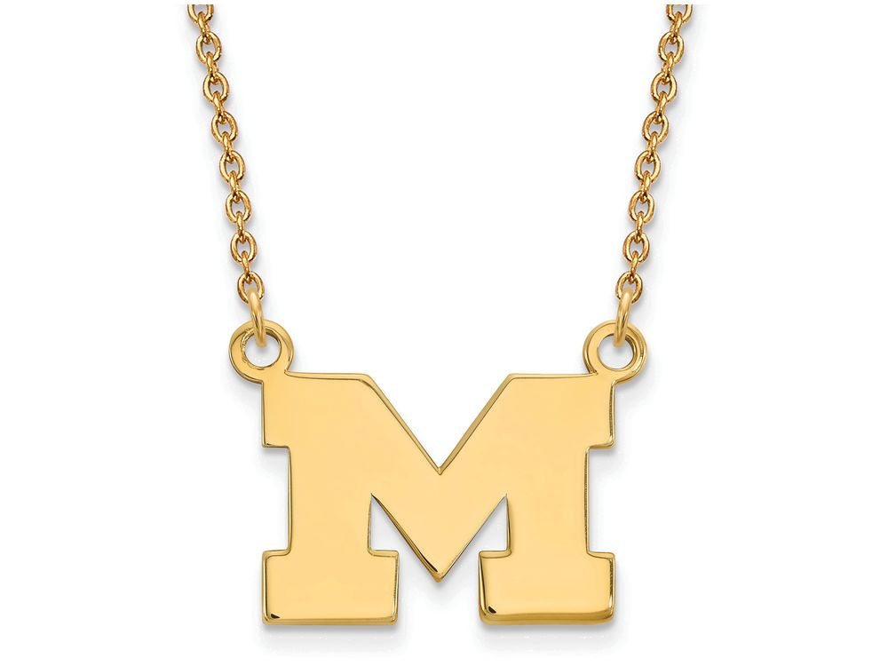 14k Yellow Gold Logoart Michigan (univ Of) Small Pendant Necklace