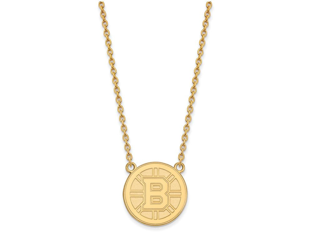 14k Yellow Gold Nhl Logoart Boston Bruins Large Pendant Necklace