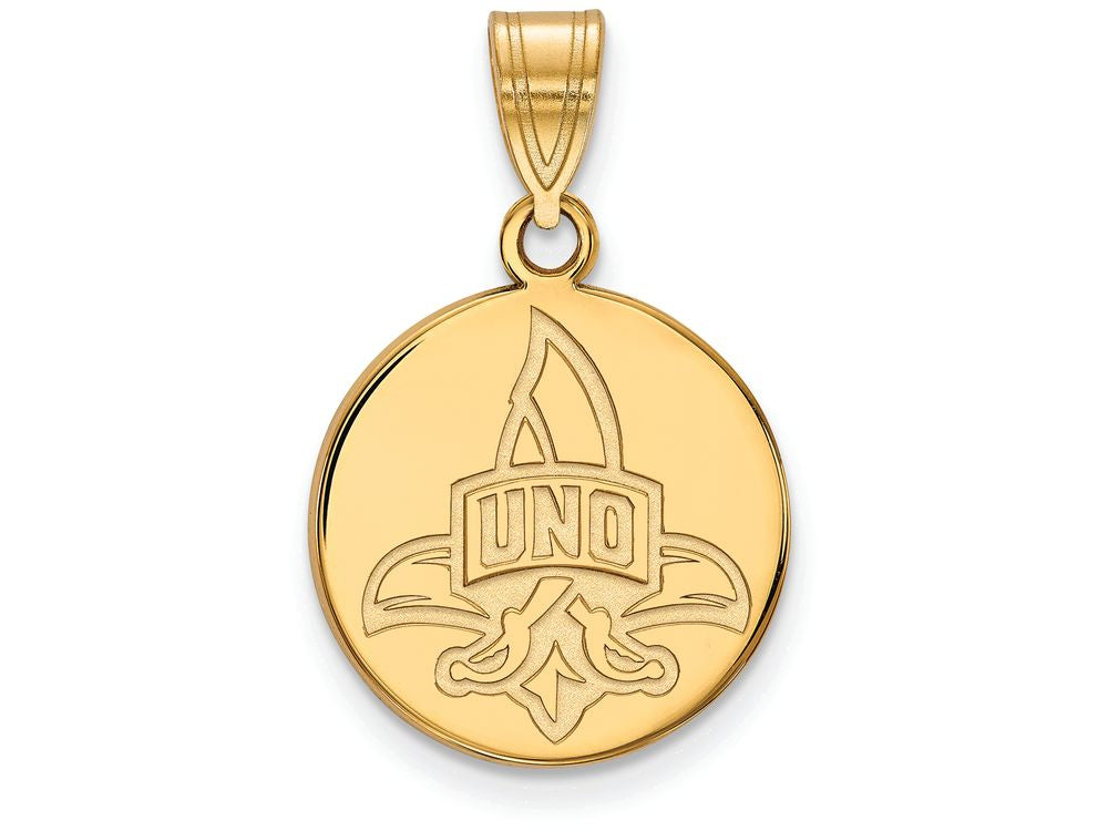 14k Yellow Gold Logoart University Of New Orleans Medium Disc Pendant