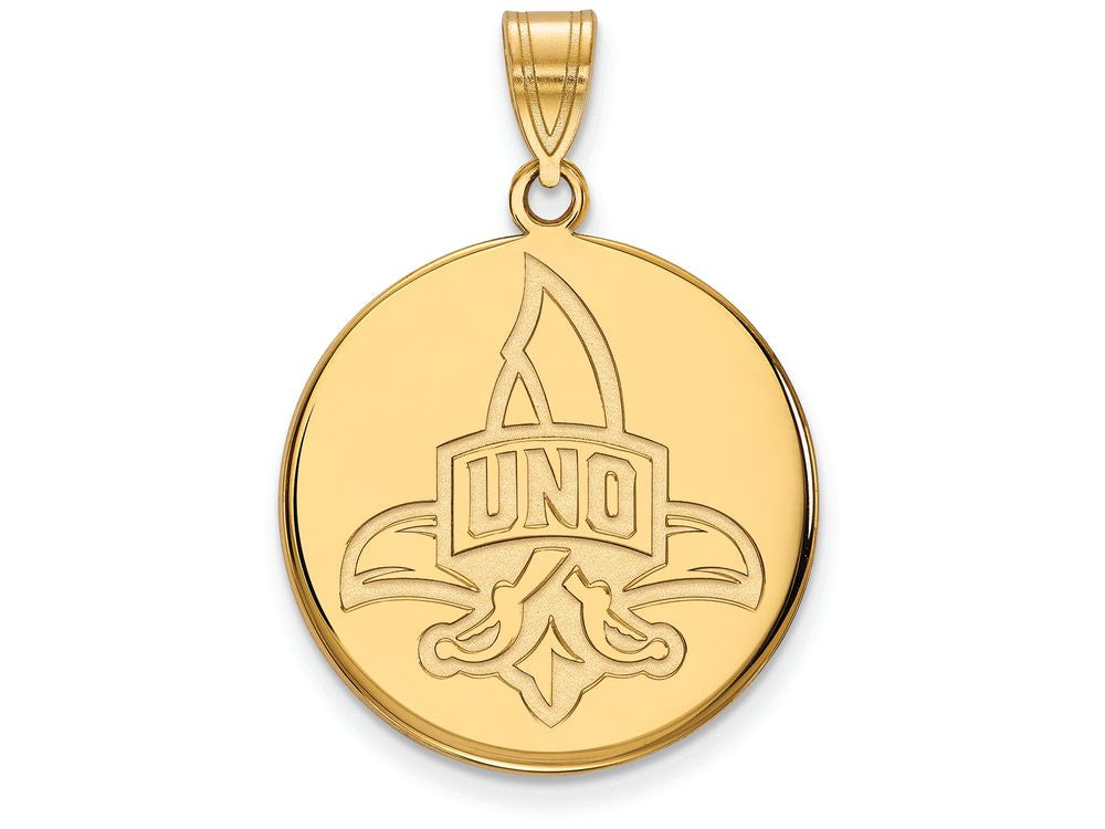 14k Yellow Gold Logoart University Of New Orleans Large Disc Pendant