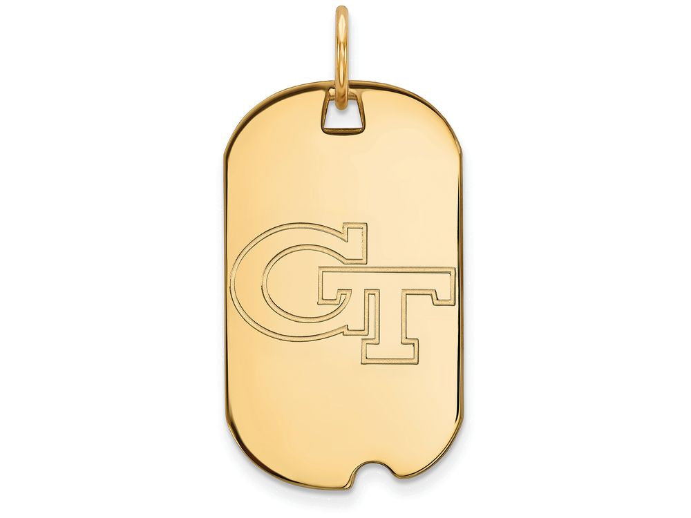 14k Yellow Gold Logoart Georgia Institute Of Technology Small Dog Tag Pendant Necklace