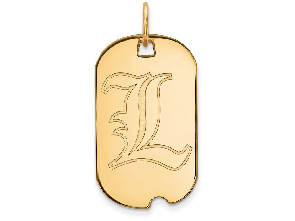 14k Yellow Gold Logoart University Of Louisville Small Dog Tag Pendant Necklace