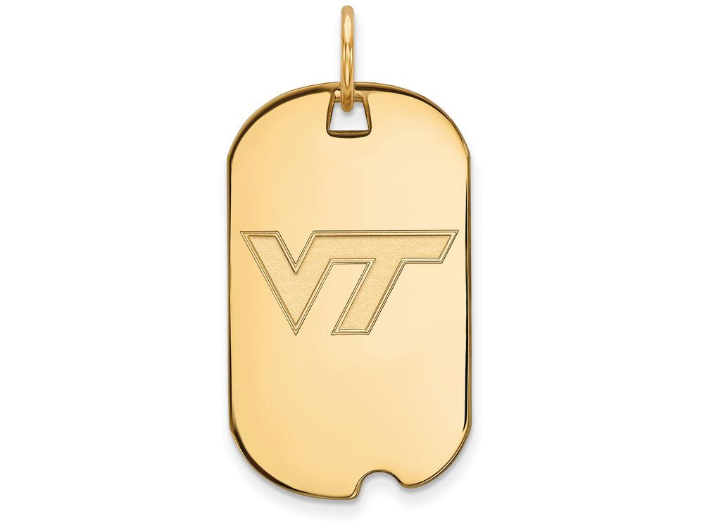 14k Yellow Gold Logoart Virginia Tech Small Dog Tag Pendant Necklace
