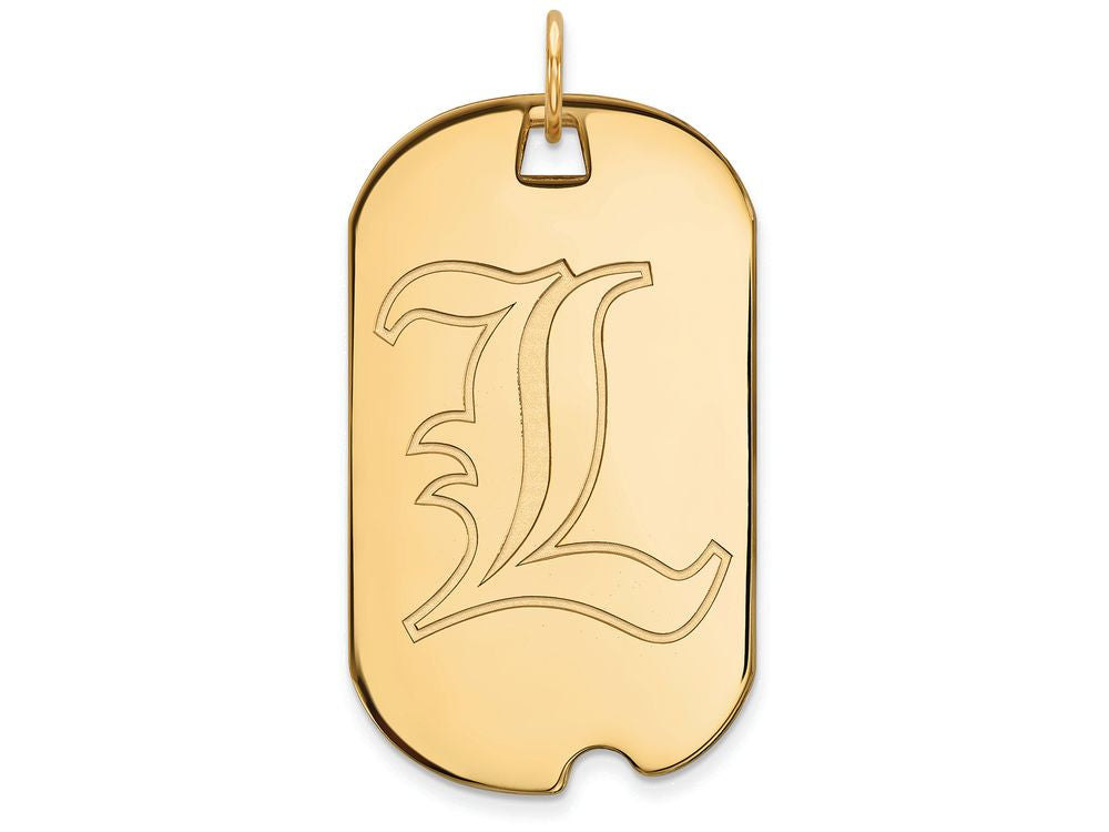 14k Yellow Gold Logoart University Of Louisville Large Dog Tag Pendant Necklace