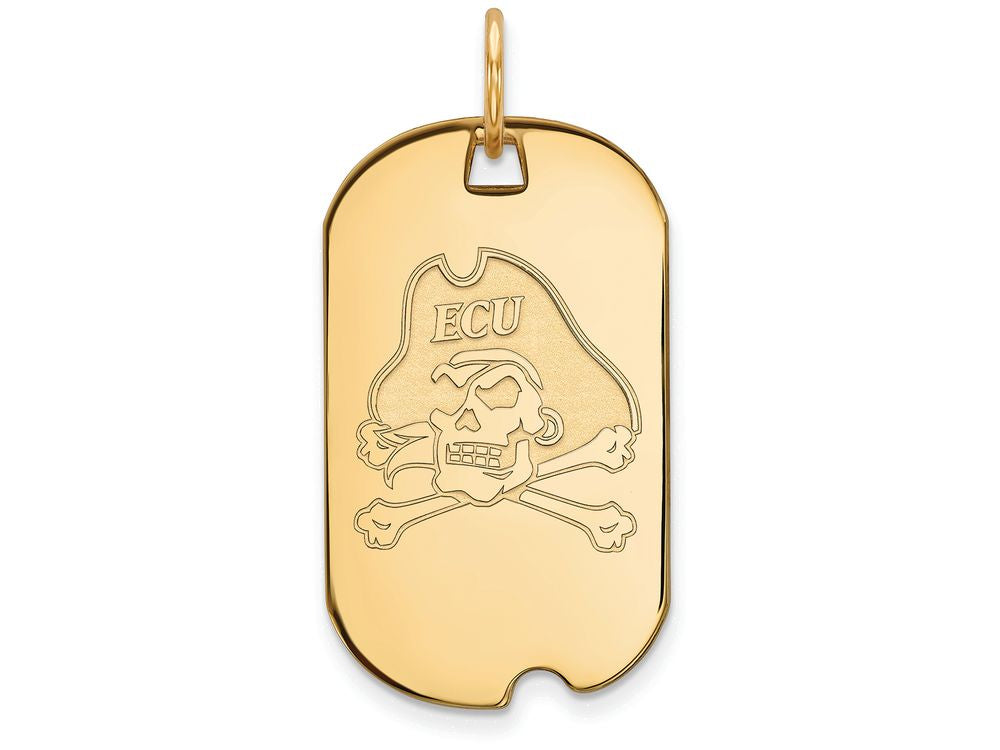 14k Yellow Gold Logoart East Carolina University Small Dog Tag Pendant Necklace