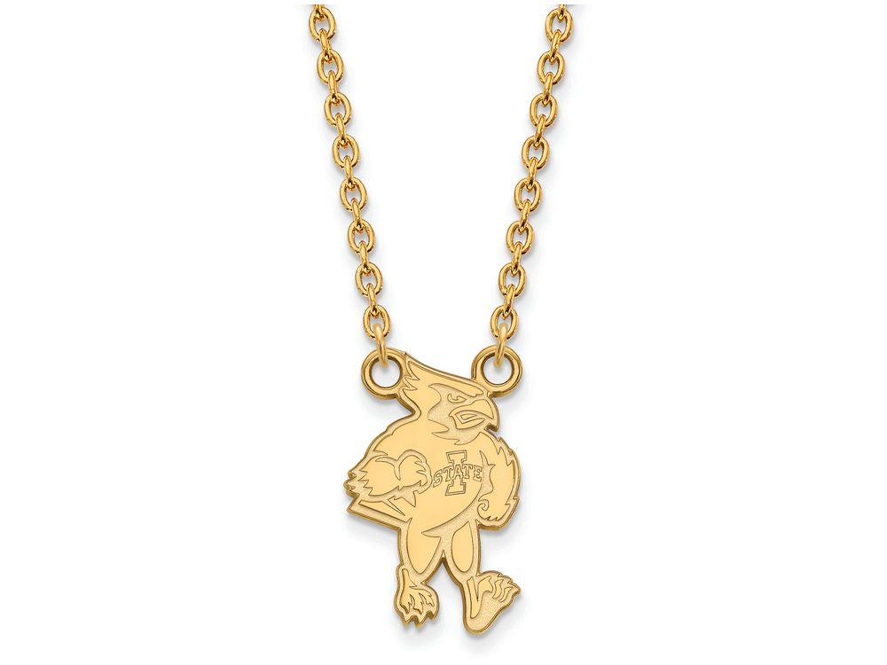14k Yellow Gold Logoart Iowa State University Large Pendant Necklace