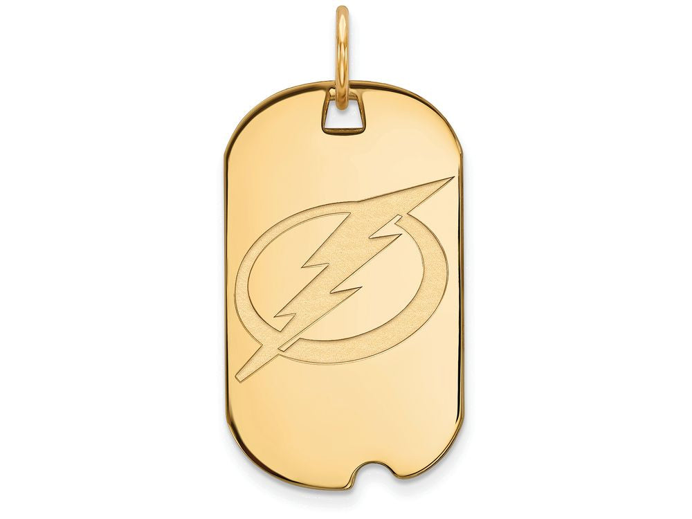 14k Yellow Gold Nhl Logoart Tampa Bay Lightning Small Dog Tag Pendant Necklace