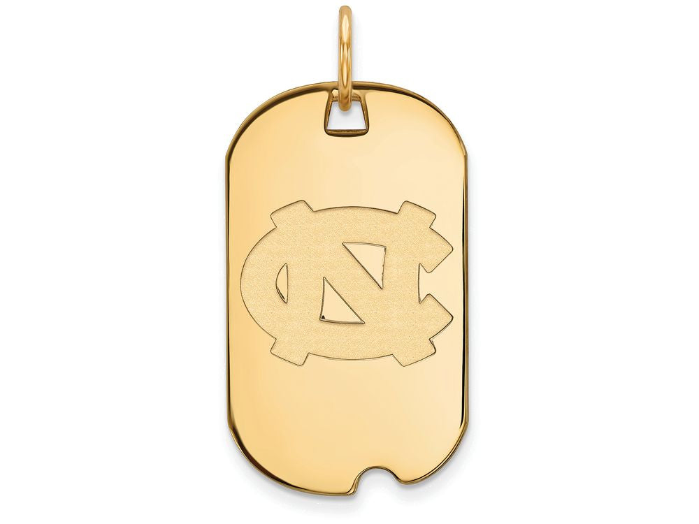 14k Yellow Gold Logoart University Of North Carolina Small Dog Tag Pendant Necklace
