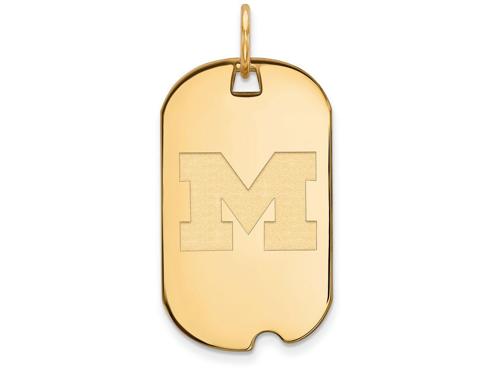 14k Yellow Gold Logoart Michigan (univ Of) Small Dog Tag Pendant Necklace