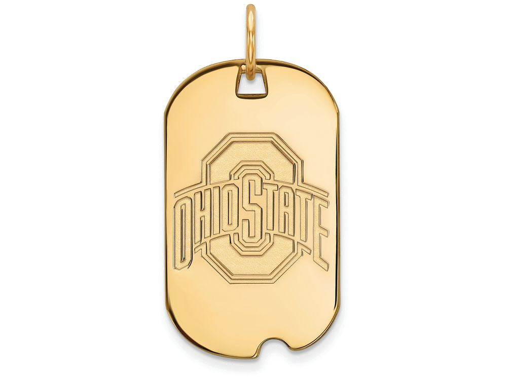 14k Yellow Gold Logoart Ohio State University Small Dog Tag Pendant Necklace