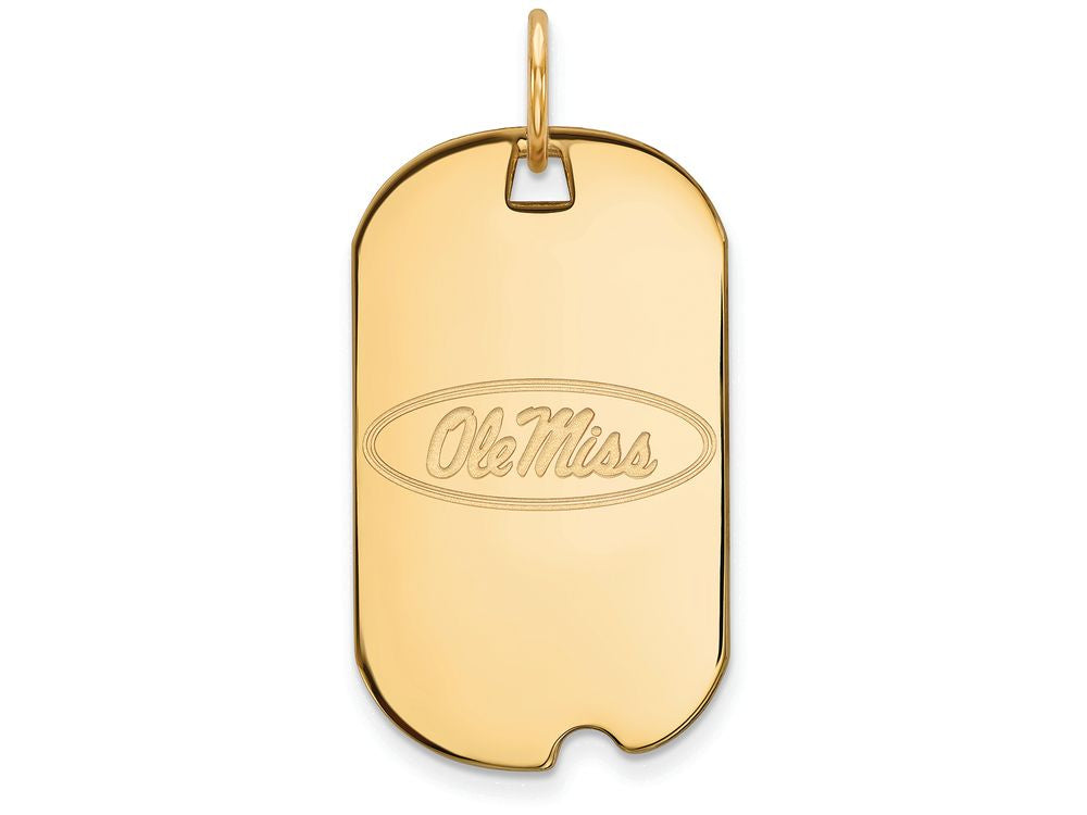 14k Yellow Gold Logoart University Of Mississippi Small Dog Tag Pendant Necklace
