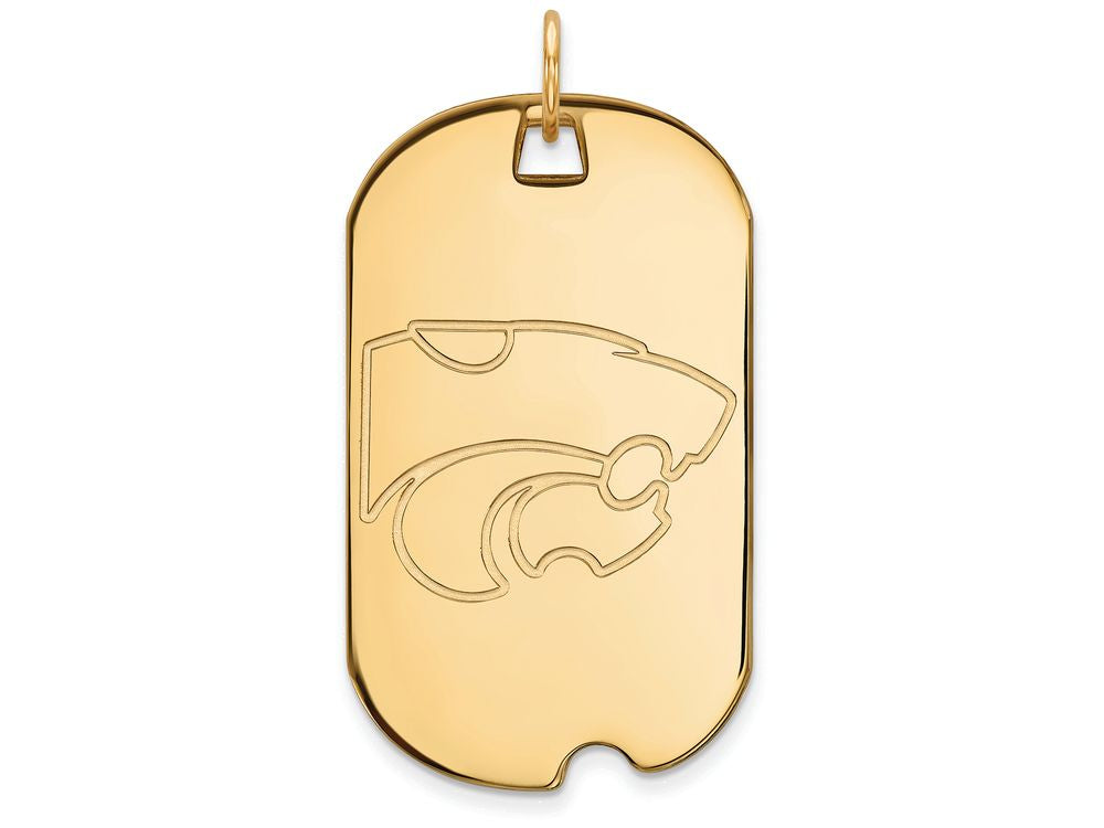 14k Yellow Gold Logoart Kansas State University Large Dog Tag Pendant Necklace
