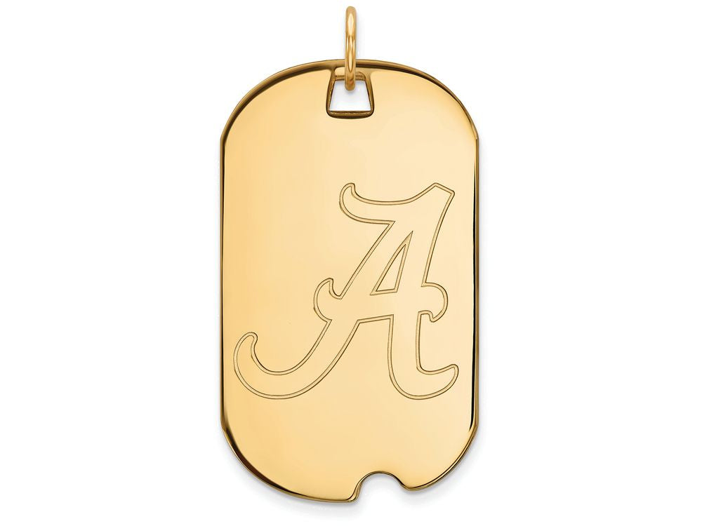 14k Yellow Gold Logoart University Of Alabama Large Dog Tag Pendant Necklace