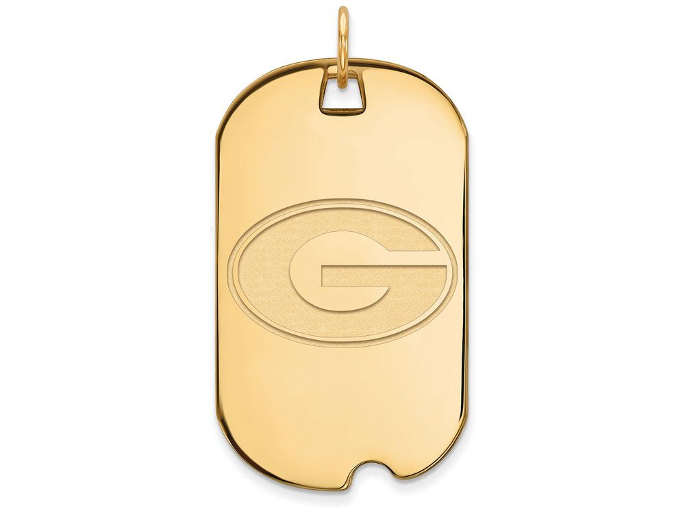 14k Yellow Gold Logoart University Of Georgia Large Dog Tag Pendant Necklace