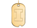 14k Yellow Gold Logoart University Of Illinois Large Dog Tag Pendant Necklace