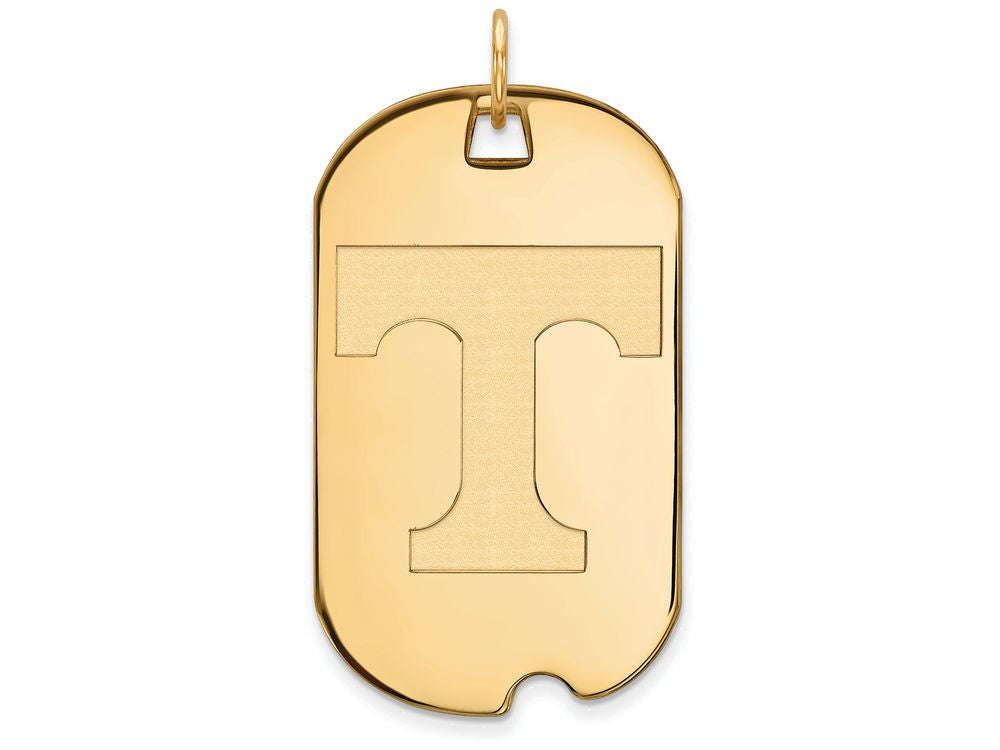 14k Yellow Gold Logoart University Of Tennessee Large Dog Tag Pendant Necklace