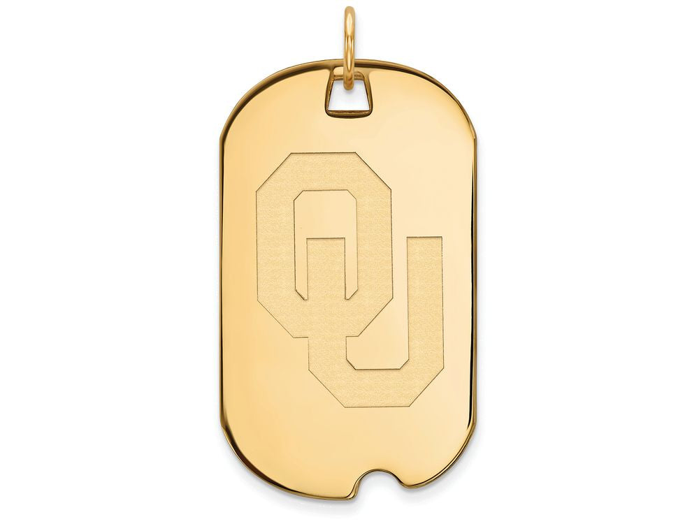 14k Yellow Gold Logoart University Of Oklahoma Large Dog Tag Pendant Necklace