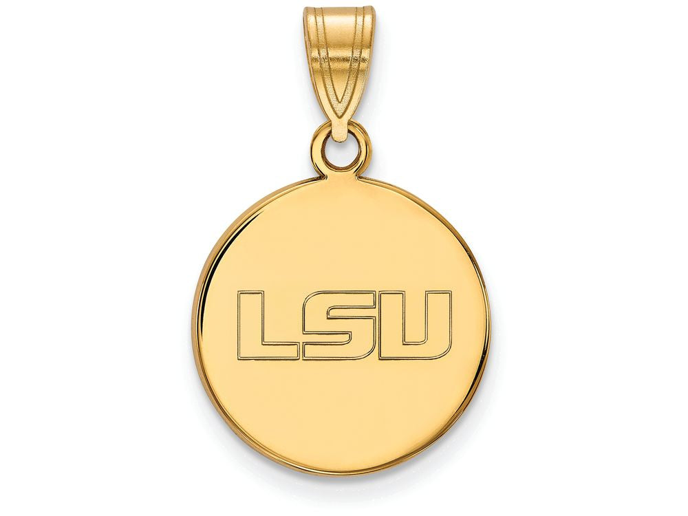 14k Yellow Gold Logoart Louisiana State University Medium Disc Pendant