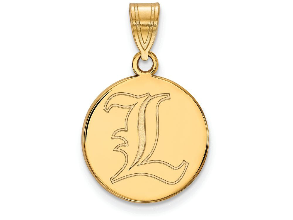 14k Yellow Gold Logoart University Of Louisville Medium Disc Pendant