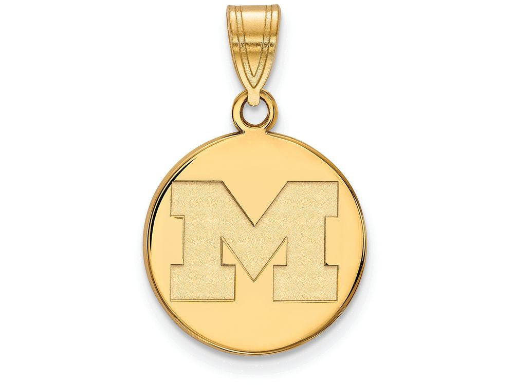 14k Yellow Gold Logoart Michigan (univ Of) Medium Disc Pendant