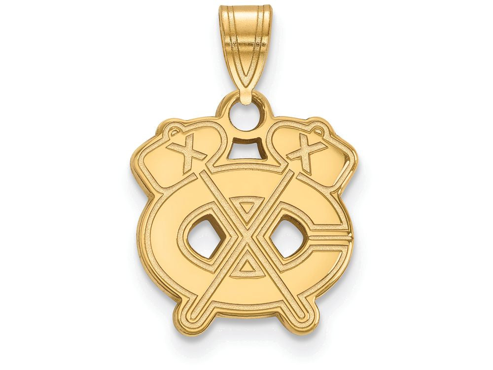 14k Yellow Gold Nhl Logoart Chicago Blackhawks Small Pendant