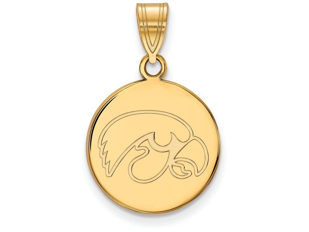 Logoart 14k Yellow Gold University Of Iowa Medium Disc Pendant