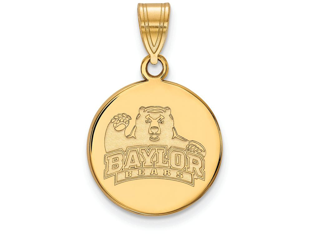 14k Yellow Gold Logoart Baylor University Medium Disc Pendant