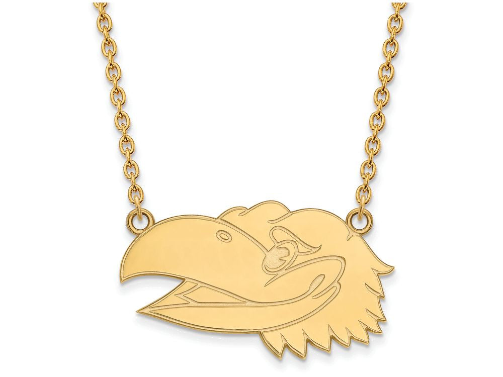 14k Yellow Gold Logoart University Of Kansas Large Pendant Necklace
