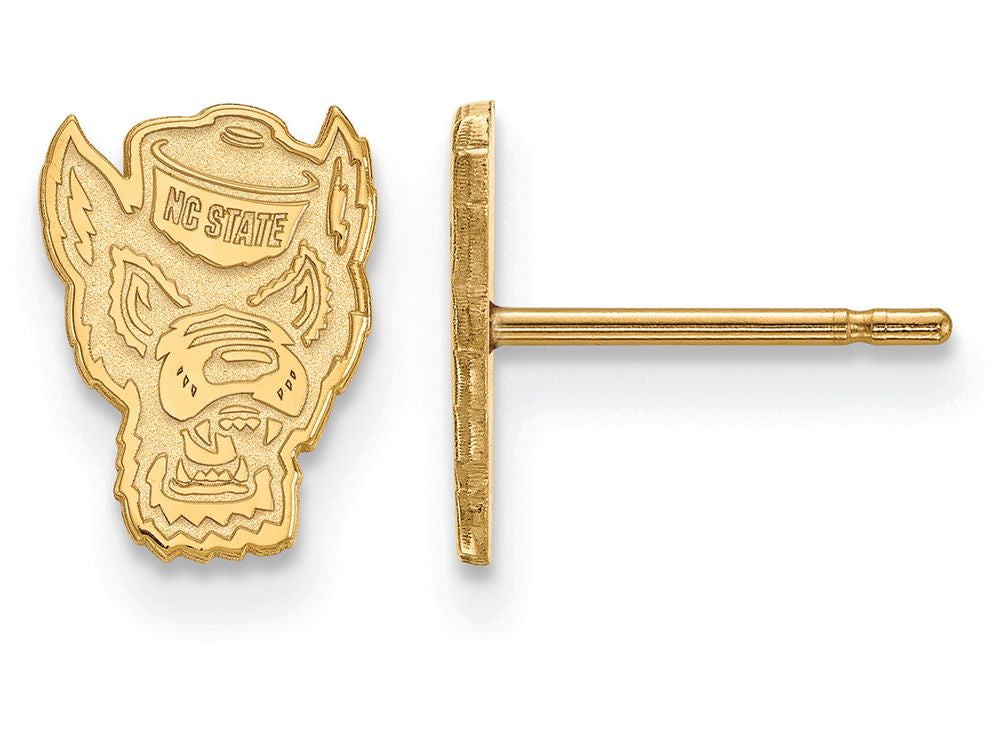14k Yellow Gold Logoart North Carolina State University Extra Small Post Earrings