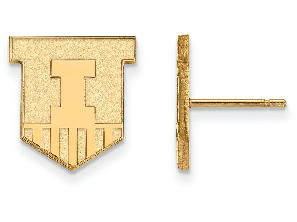 14k Yellow Gold Logoart University Of Illinois Small Post Earrings