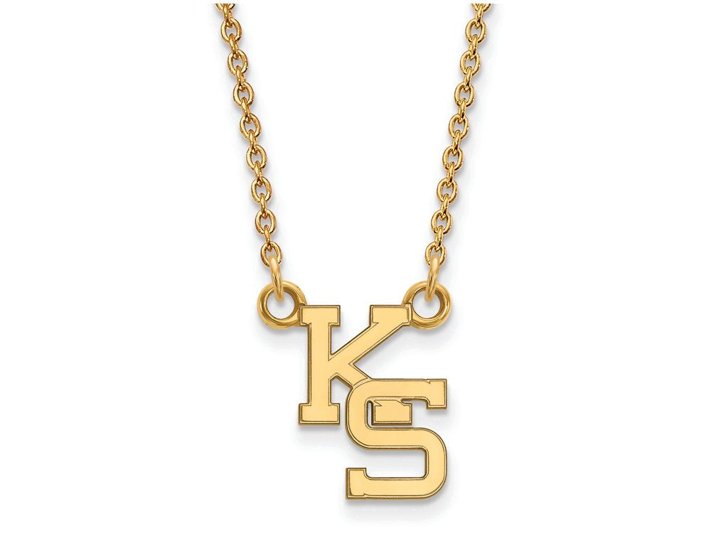 14k Yellow Gold Logoart Kansas State University Small Pendant Necklace