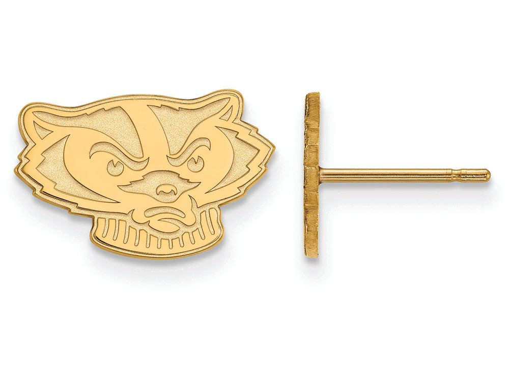14k Yellow Gold Logoart University Of Wisconsin Extra Small Post Earrings