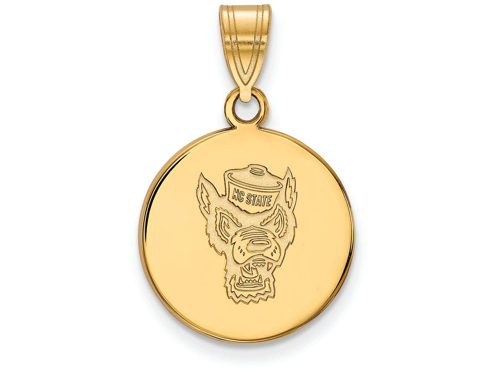 14k Yellow Gold Logoart North Carolina State University Medium Disc Pendant