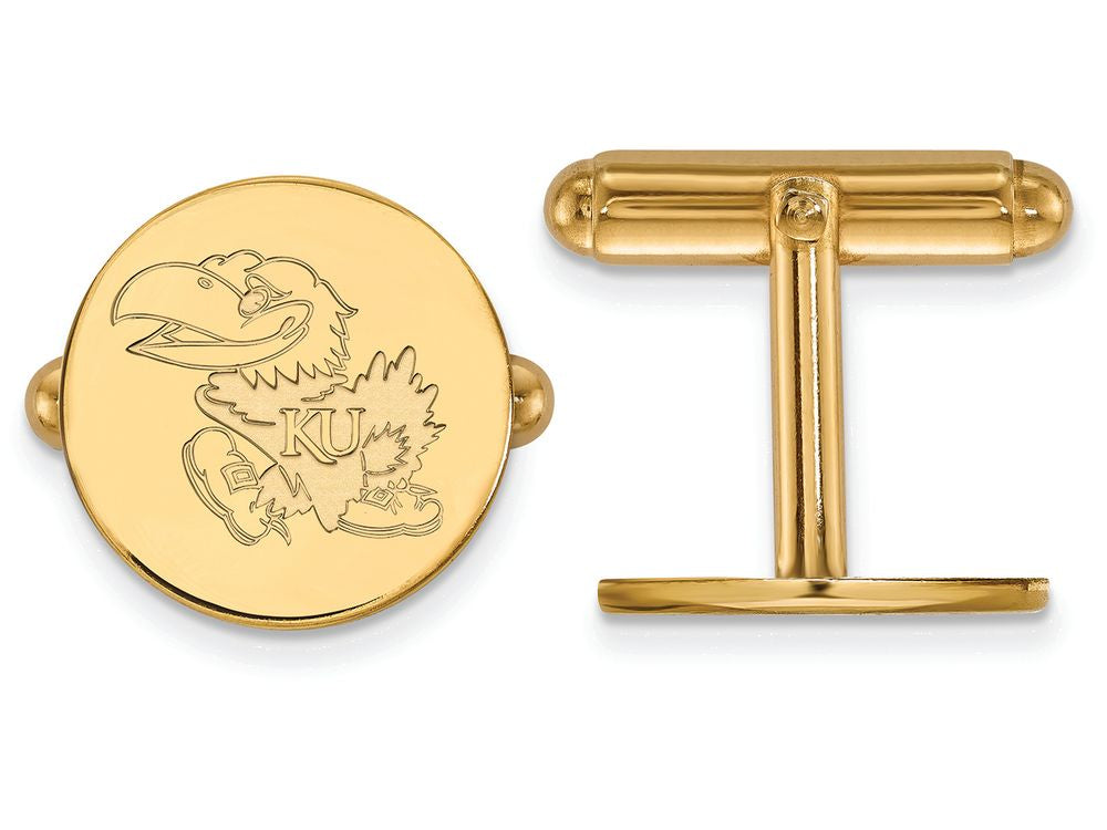 14k Yellow Gold Logoart University Of Kansas Cuff Link