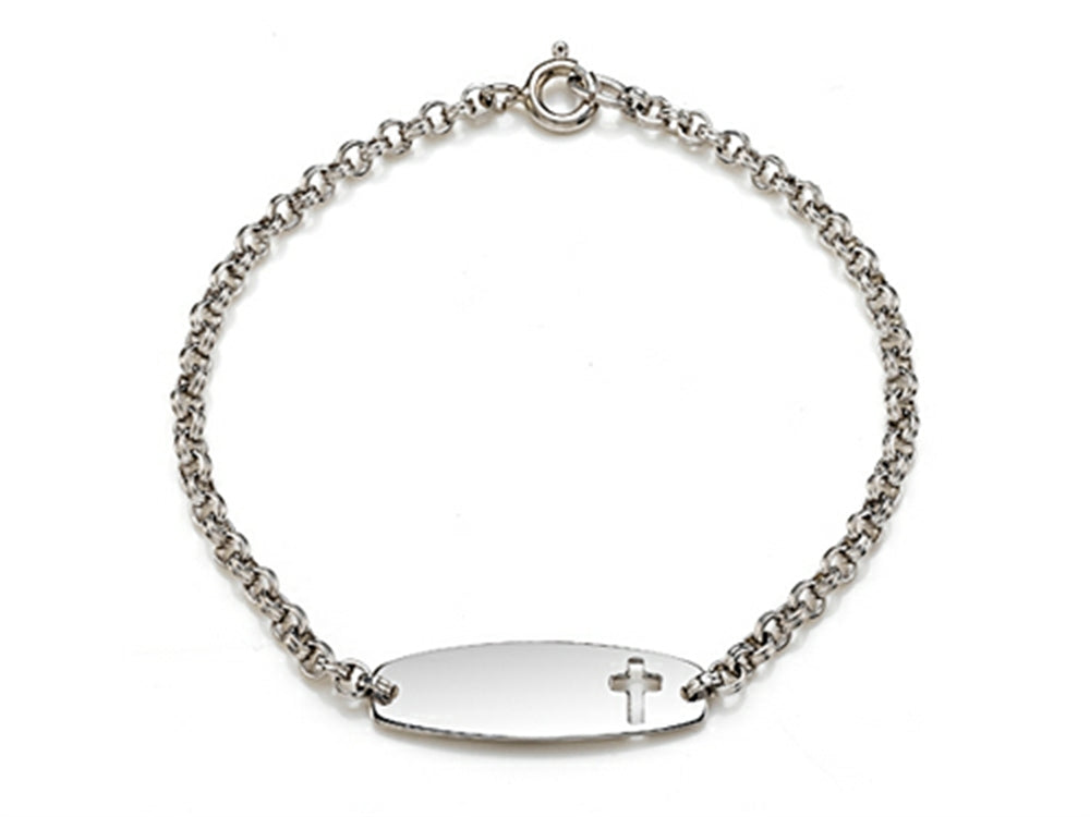 FJC Finejewelers 925 Sterling Silver Small Cross ID Bracelet