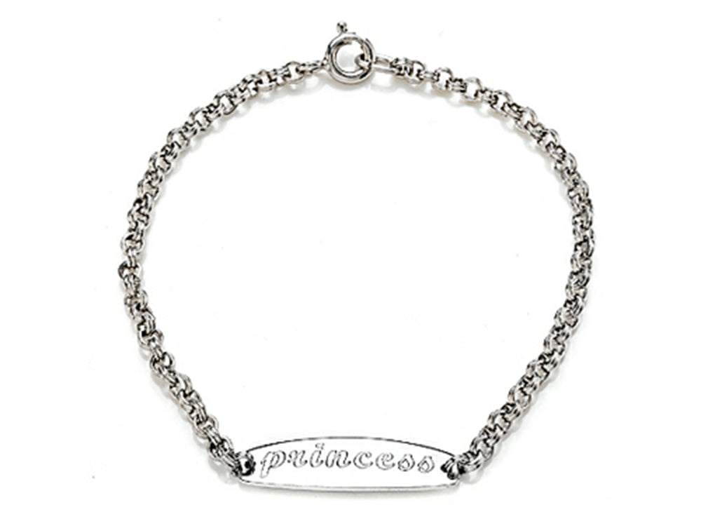 FJC Finejewelers 925 Sterling Silver Small ID Bracelet Princess engraved