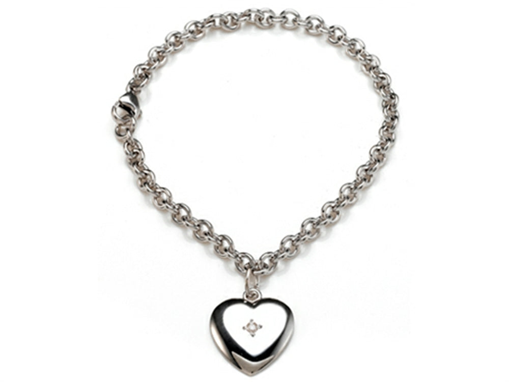 FJC Finejewelers 925 Sterling Silver Small Heart Charm Bracelet